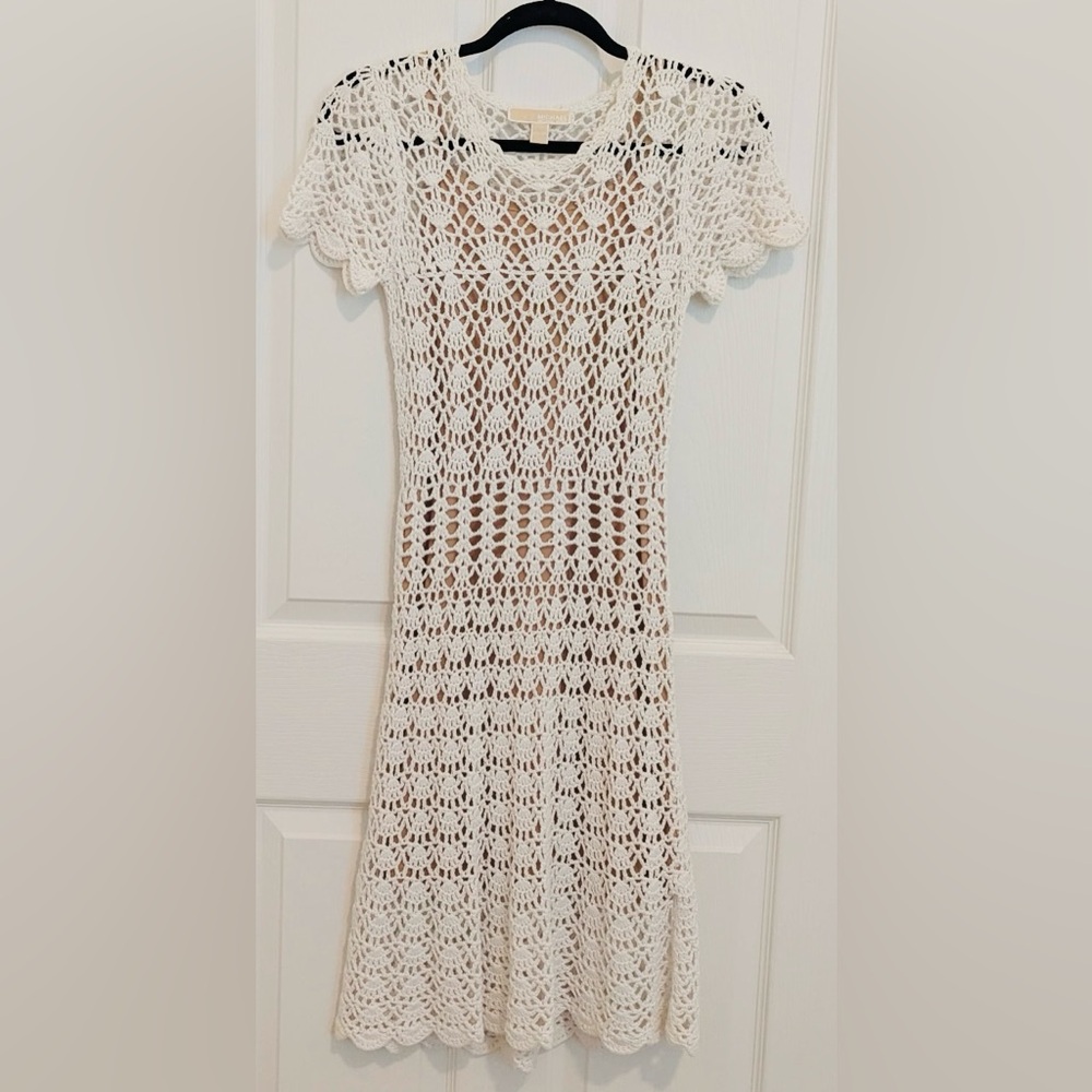 Michael Kors Ivory Crochet Mini Dress